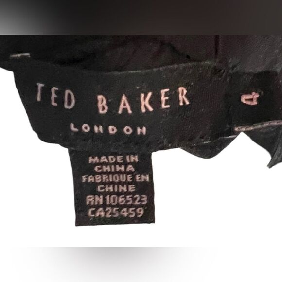 Ted Baker London Puff Sleeve Mini dress Black Whimsy Pintuck Front Size 4 US 10 - Picture 6 of 7